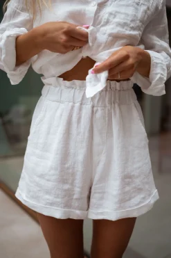 Jupes & Shorts-EASY-CLOTHES Short Irini - blanc en linEasy Clothes Blanc en lin       