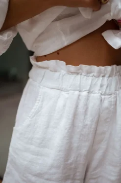 Jupes & Shorts-EASY-CLOTHES Short Irini - blanc en linEasy Clothes Blanc en lin       