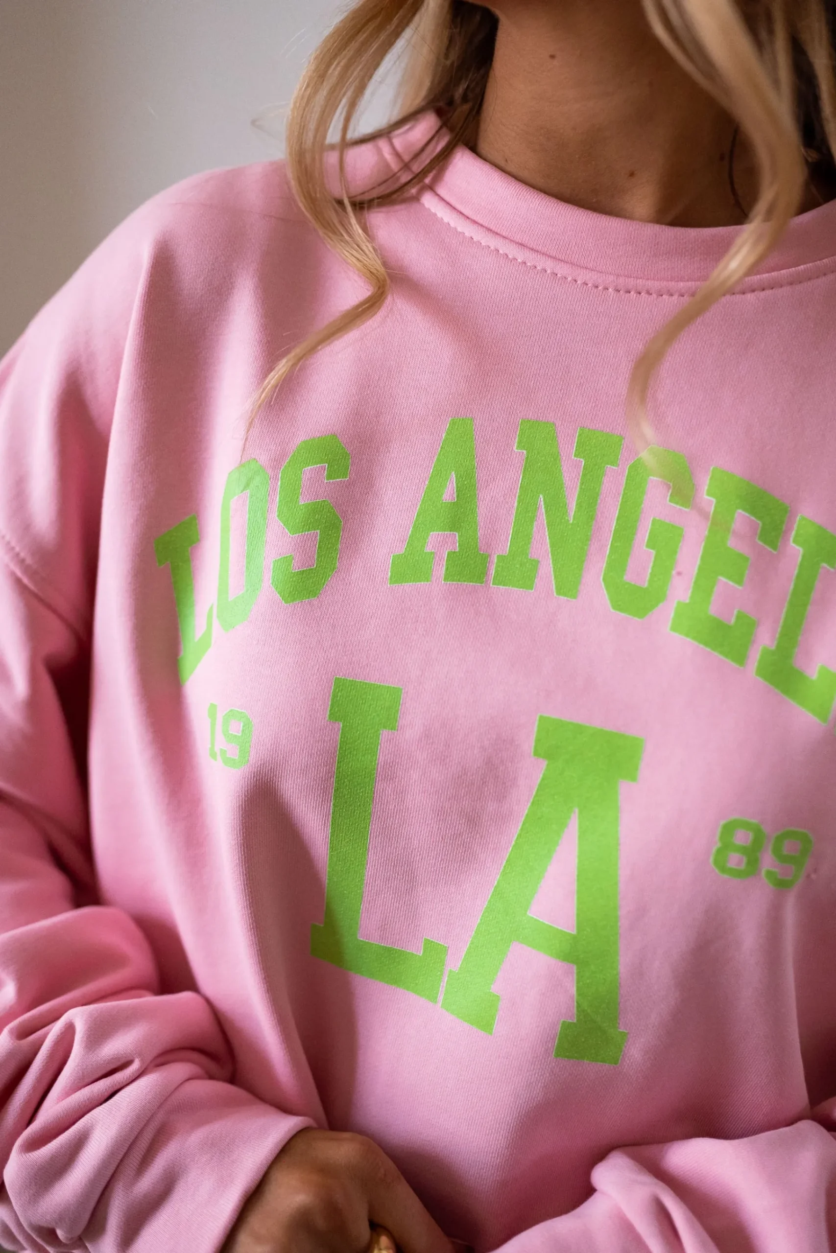 Pulls & Gilets-EASY-CLOTHES Sweat Los angeles - rose et vertEasy Clothes Rose et vert