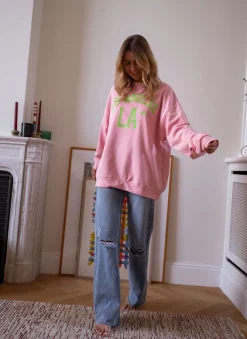 Pulls & Gilets-EASY-CLOTHES Sweat Los angeles - rose et vertEasy Clothes Rose et vert
