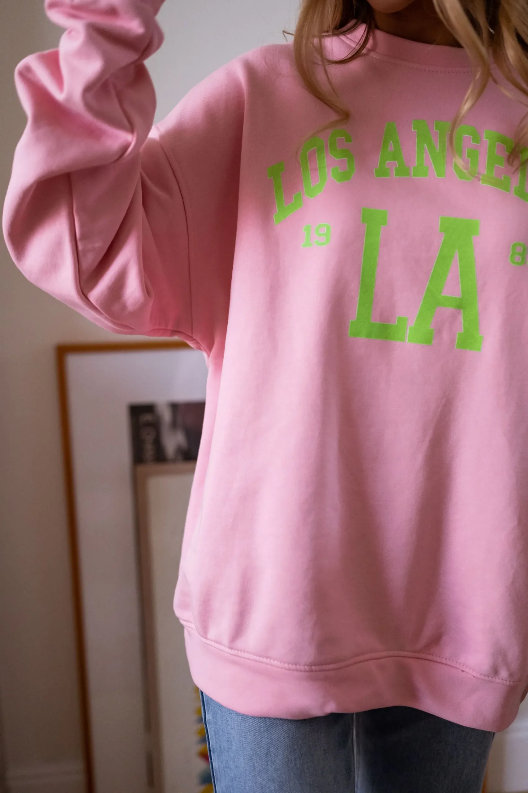 Pulls & Gilets-EASY-CLOTHES Sweat Los angeles - rose et vertEasy Clothes Rose et vert