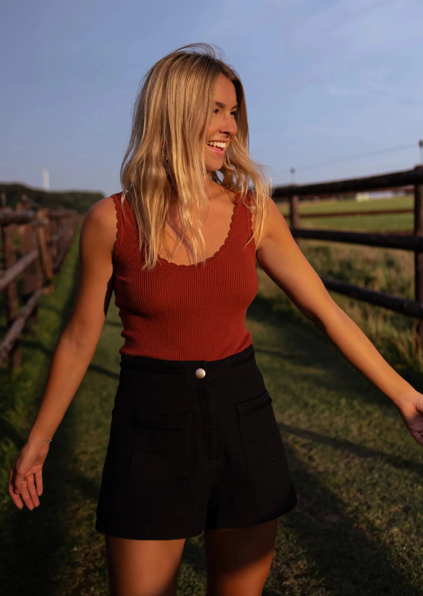 Tops & T-shirts-EASY-CLOTHES Top Bella - Couleur Brique - Incontournable Easy Clothes Brique