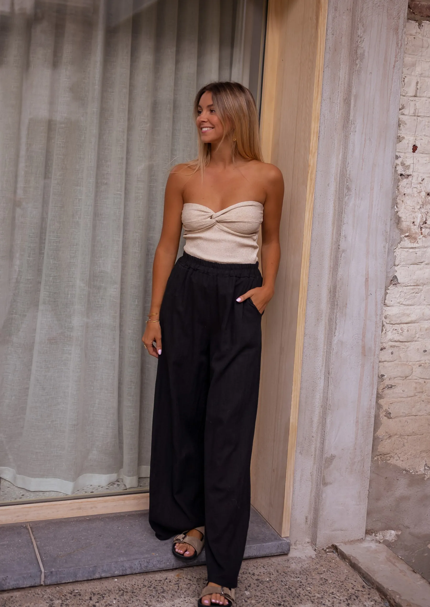Tops & T-shirts-EASY-CLOTHES Top Bustier Doré - Neil - Élastique - Vêtements FemmeEasy Clothes Doré