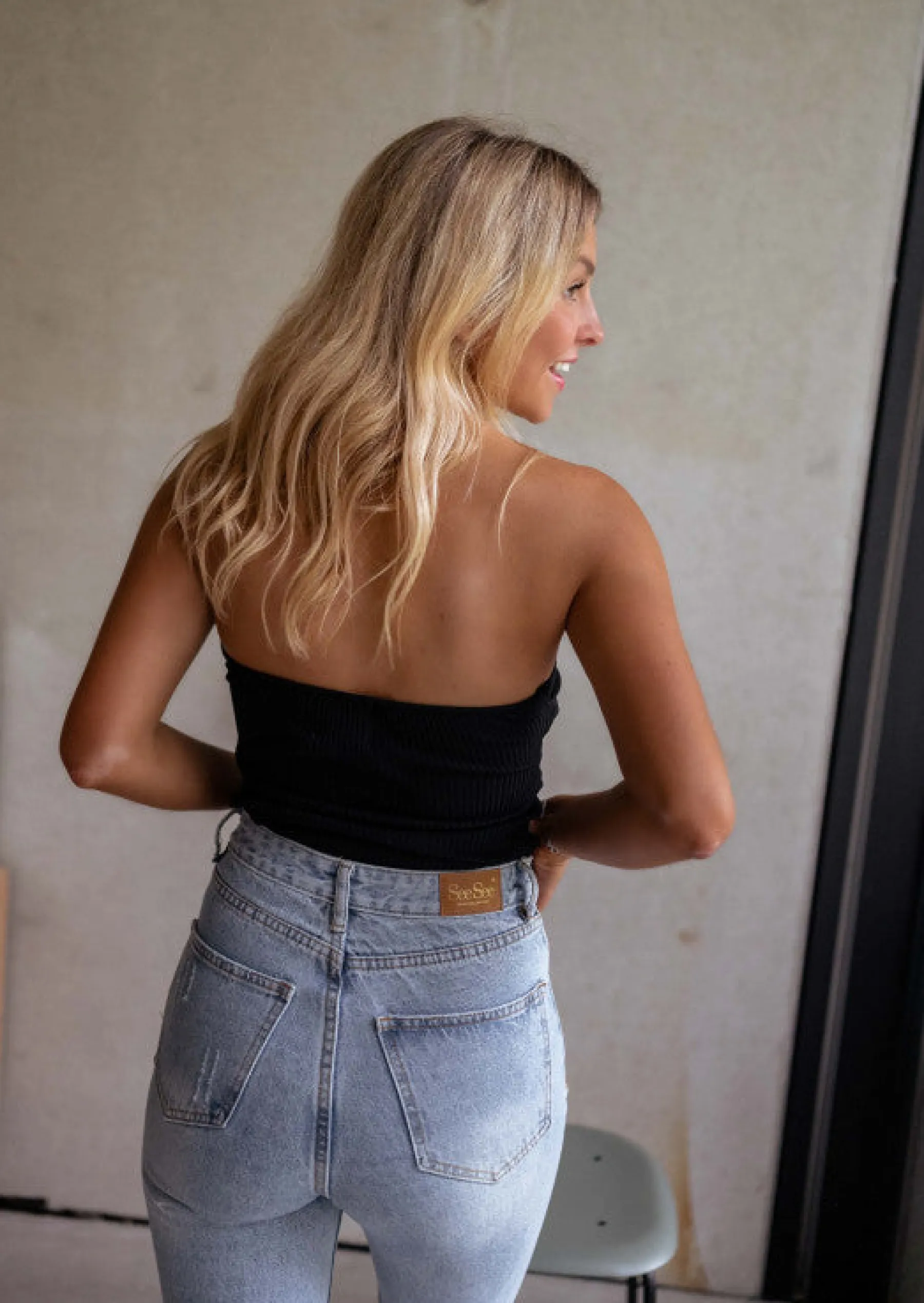 Tops & T-shirts-EASY-CLOTHES Top bustier Neil noir | Top bustier noué | Prêt-à-porter en ligne | Easy Clothes Noir