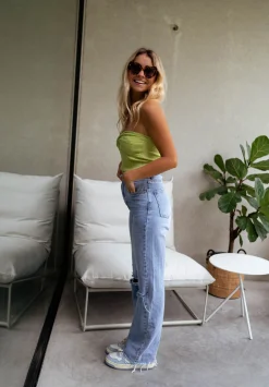 Tops & T-shirts-EASY-CLOTHES Top bustier Neil olive | Top bustier noué | Prêt-à-porter en ligne | Easy Clothes Olive