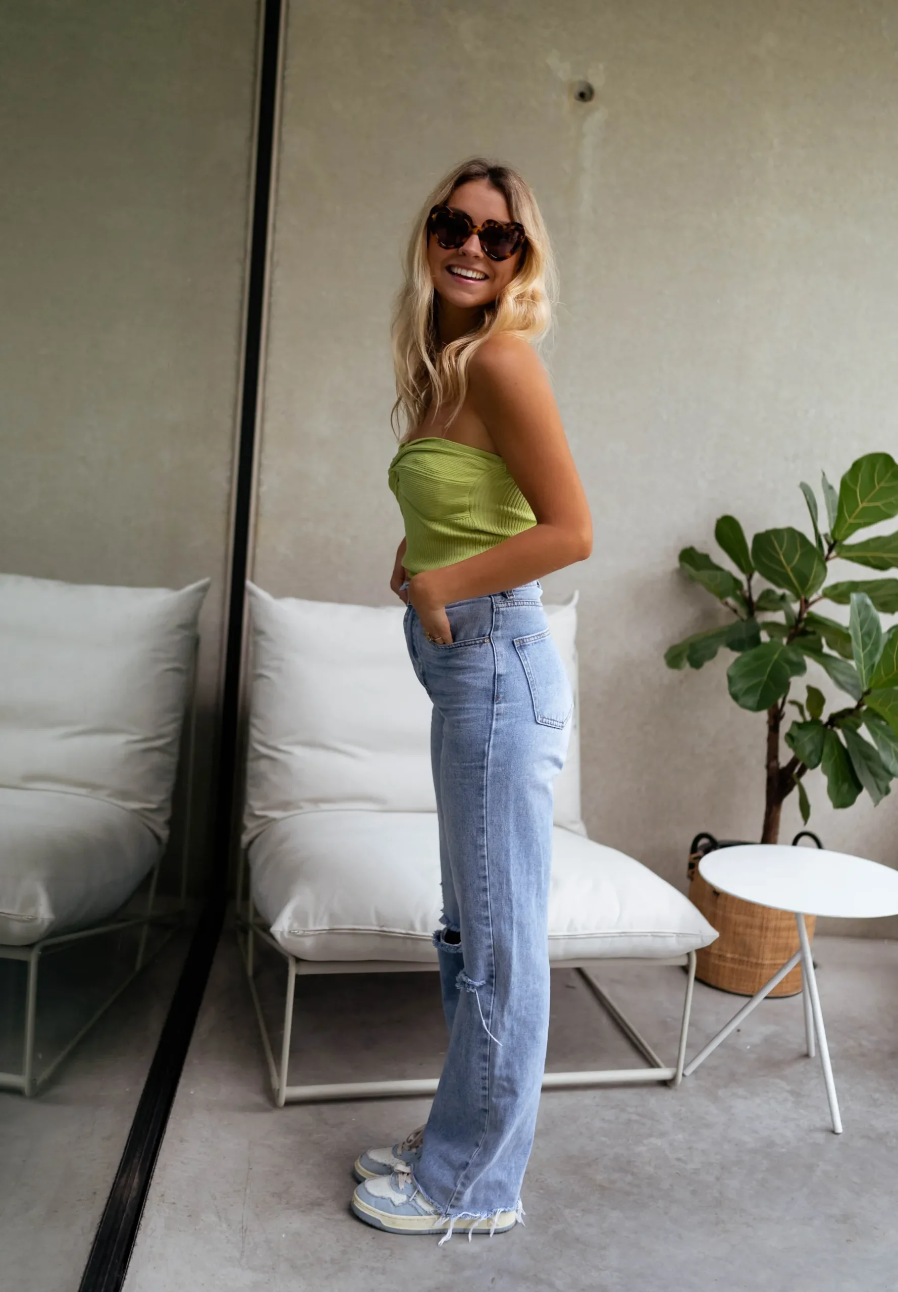 Tops & T-shirts-EASY-CLOTHES Top bustier Neil olive | Top bustier noué | Prêt-à-porter en ligne | Easy Clothes Olive