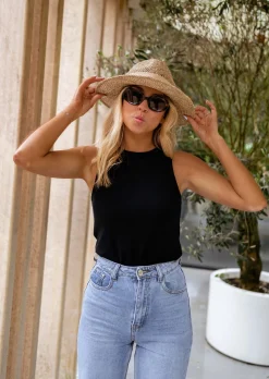 Tops & T-shirts-EASY-CLOTHES Top Carly noir | Top noir basique | Prêt-à-porter en ligne | Easy Clothes Noir