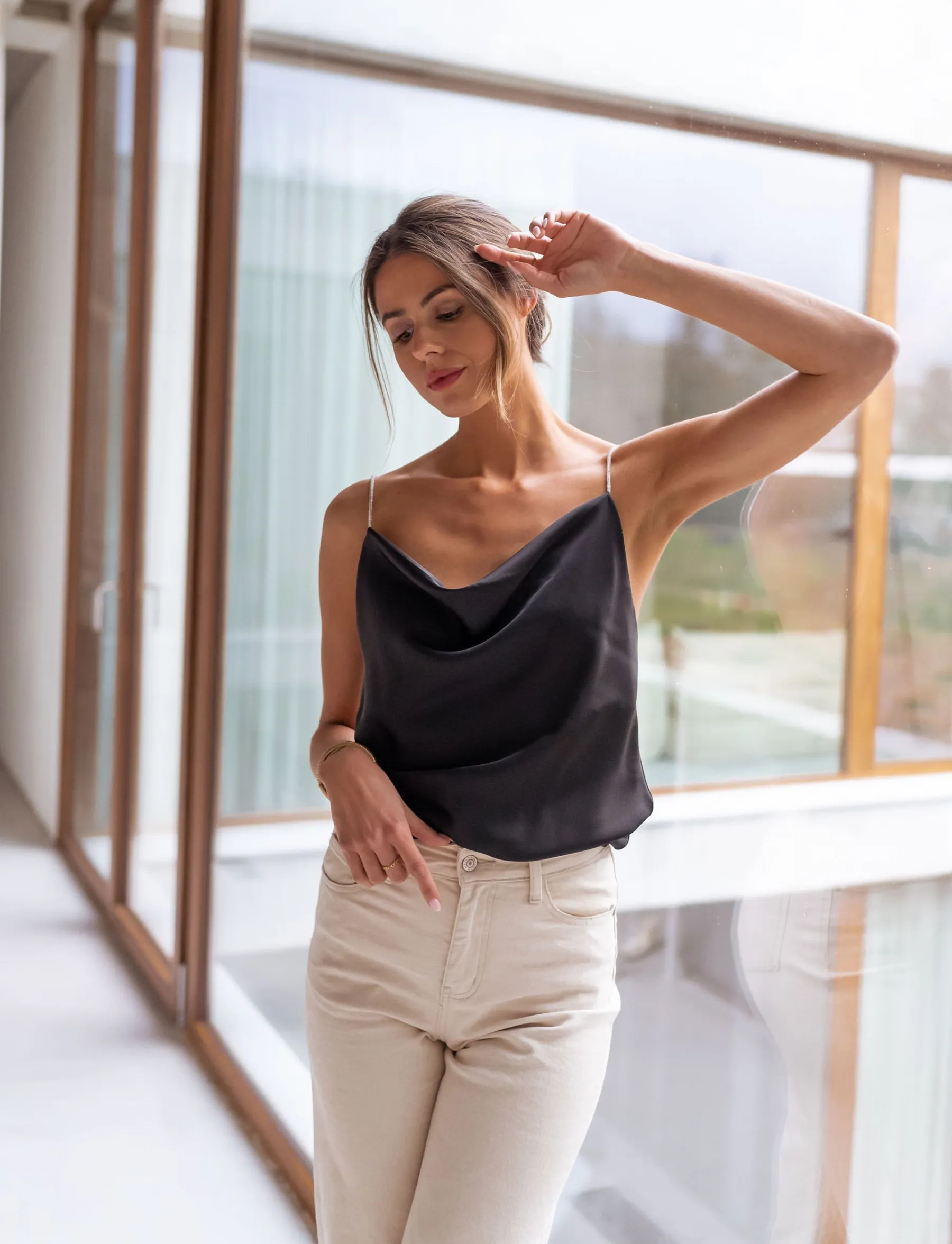 Tops & T-shirts-EASY-CLOTHES Top Fyna - noirEasy Clothes Noir
