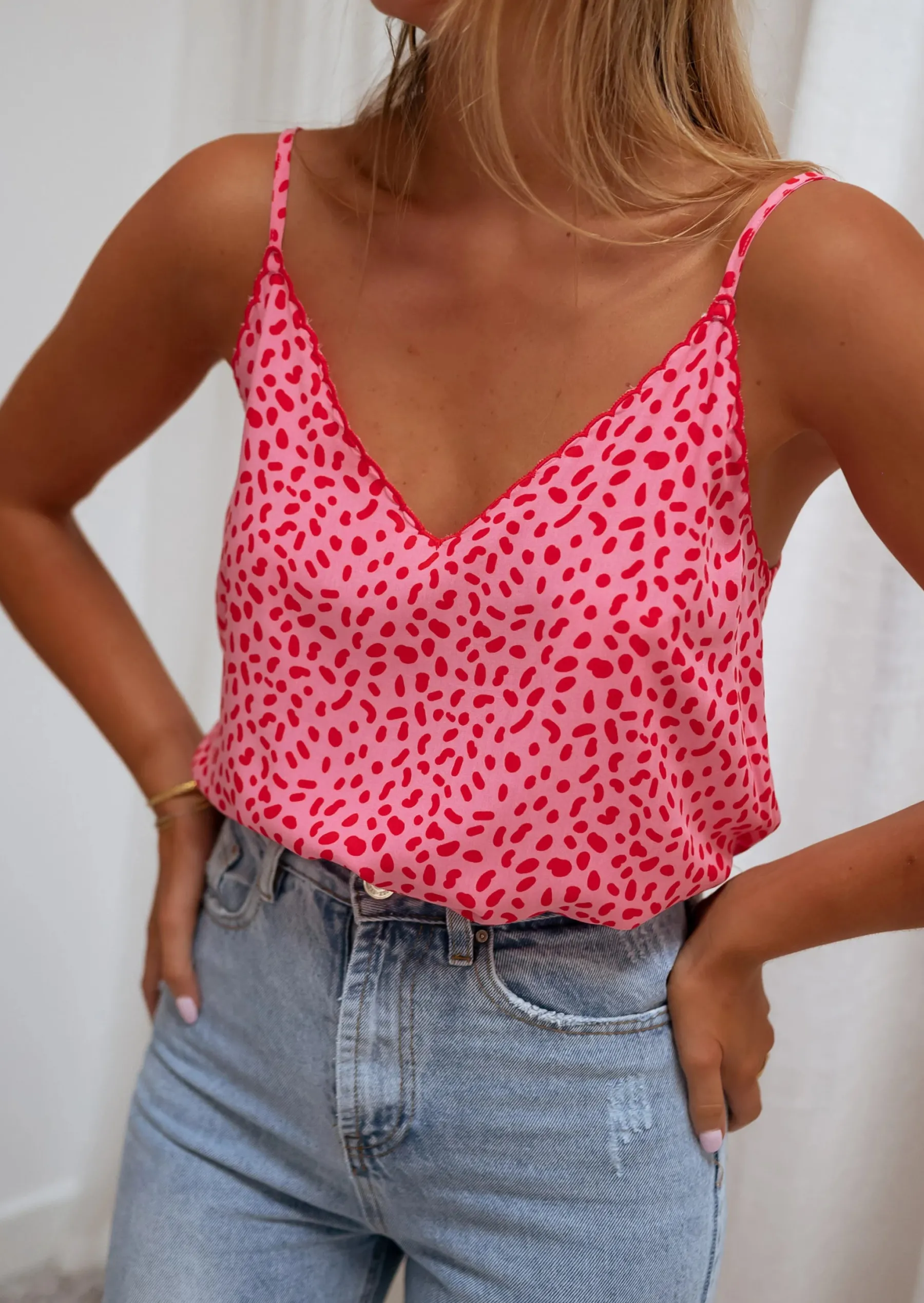 Tops & T-shirts-EASY-CLOTHES Top Julia Rose - À Motifs - Fluide - Vêtements FemmeEasy Clothes Rose