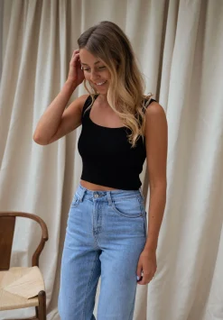 Tops & T-shirts-EASY-CLOTHES Top Kara noir | Top carré | Prêt-à-porter en ligne | Easy Clothes Noir