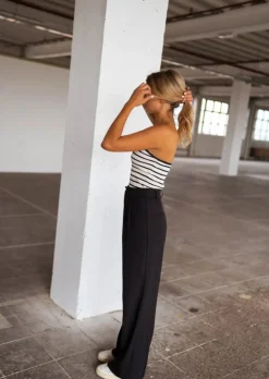 Tops & T-shirts-EASY-CLOTHES Top Marshall ligné écru et noir | Top bandeau ligné | Prêt-à-porter en ligne | Easy Clothes Écru et noir