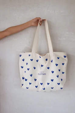 Sacs & Pochettes-EASY-CLOTHES Tote bag Easy Clothes - à coeurs bleus À coeurs bleus