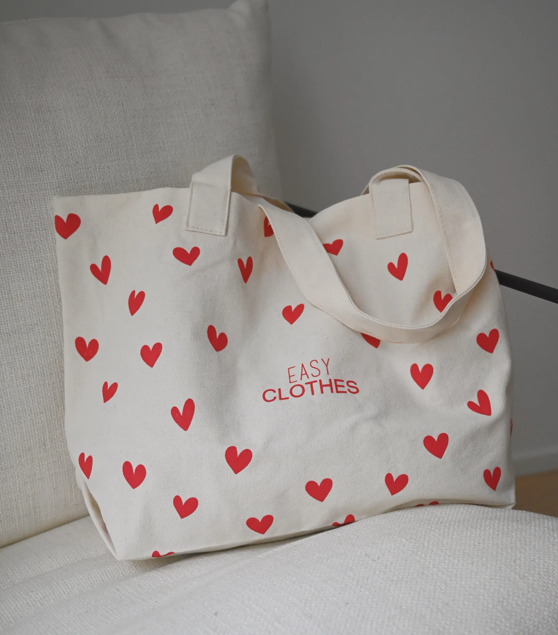 Sacs & Pochettes-EASY-CLOTHES Tote bag Easy Clothes - à coeurs rouges À coeurs rouges