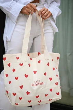 Sacs & Pochettes-EASY-CLOTHES Tote bag Easy Clothes - à coeurs rouges À coeurs rouges