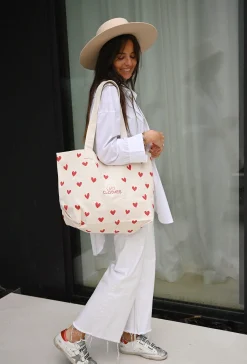 Sacs & Pochettes-EASY-CLOTHES Tote bag Easy Clothes - à coeurs rouges À coeurs rouges