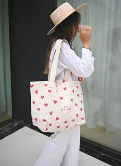 Sacs & Pochettes-EASY-CLOTHES Tote bag Easy Clothes - à coeurs rouges À coeurs rouges