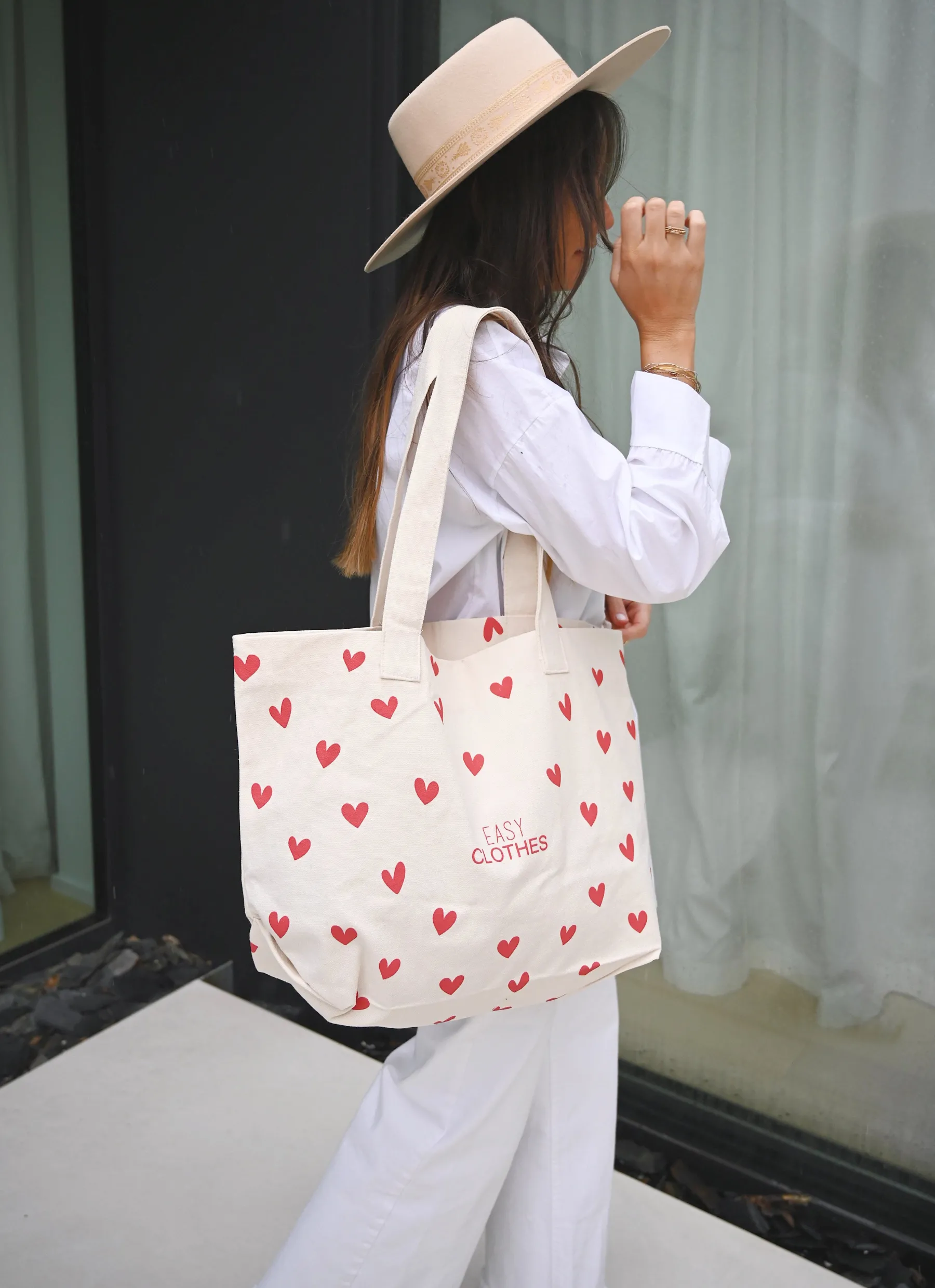 Sacs & Pochettes-EASY-CLOTHES Tote bag Easy Clothes - à coeurs rouges À coeurs rouges