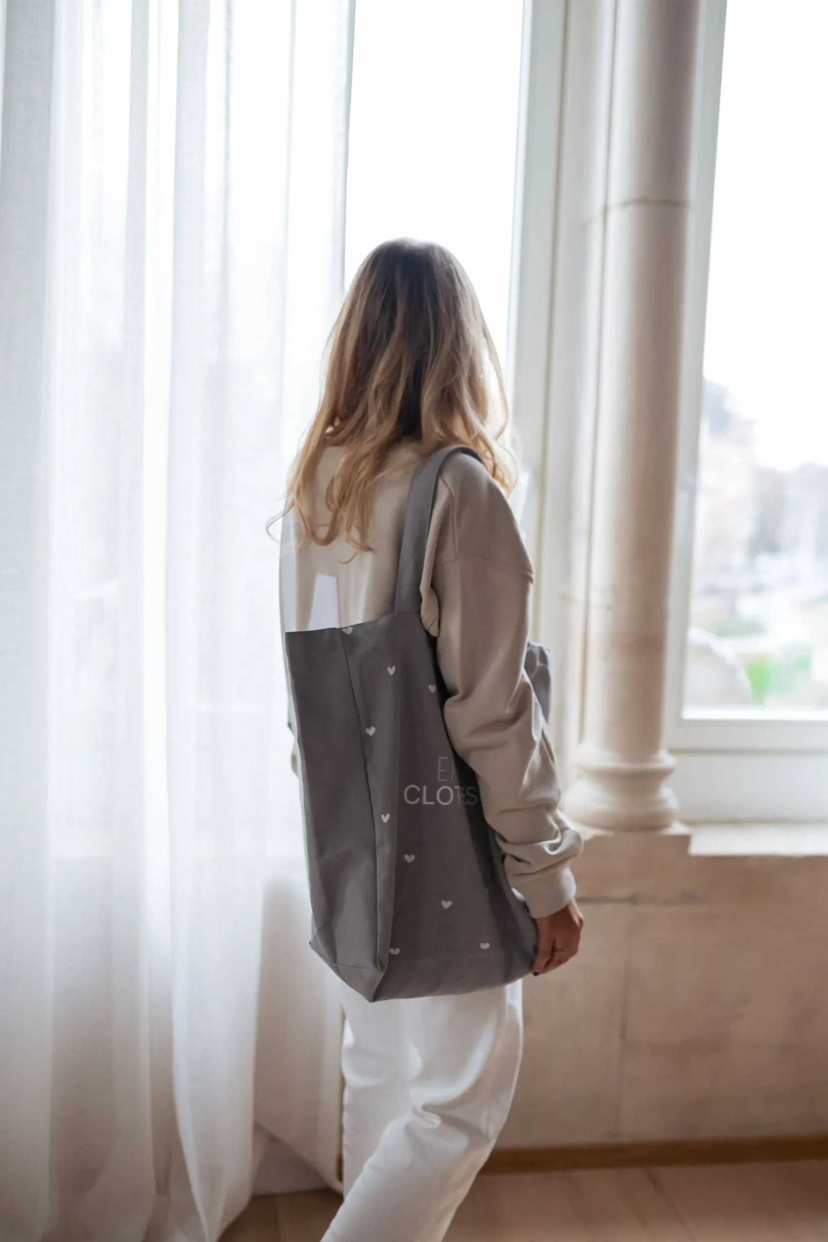 Sacs & Pochettes-EASY-CLOTHES Tote bag Easy Clothes - gris à coeurs Gris à coeurs