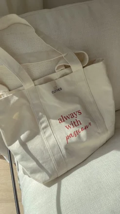 Sacs & Pochettes-EASY-CLOTHES Tote bag "Always with passion" - BlancEasy Clothes Blanc
