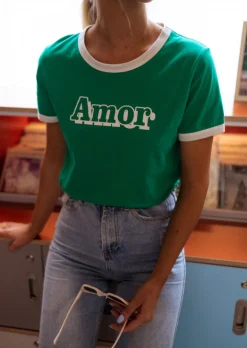 Tops & T-shirts-EASY-CLOTHES T-shirt Amor vert | T-shirt vert à imprimés | Prêt-à-porter en ligne | Easy Clothes Vert       