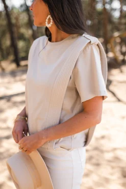 Tops & T-shirts-EASY-CLOTHES T-shirt Belen - beigeEasy Clothes Beige