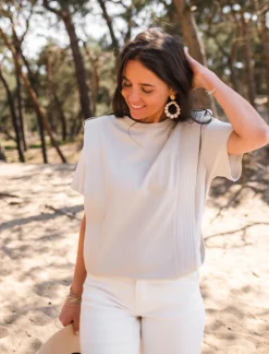Tops & T-shirts-EASY-CLOTHES T-shirt Belen - beigeEasy Clothes Beige