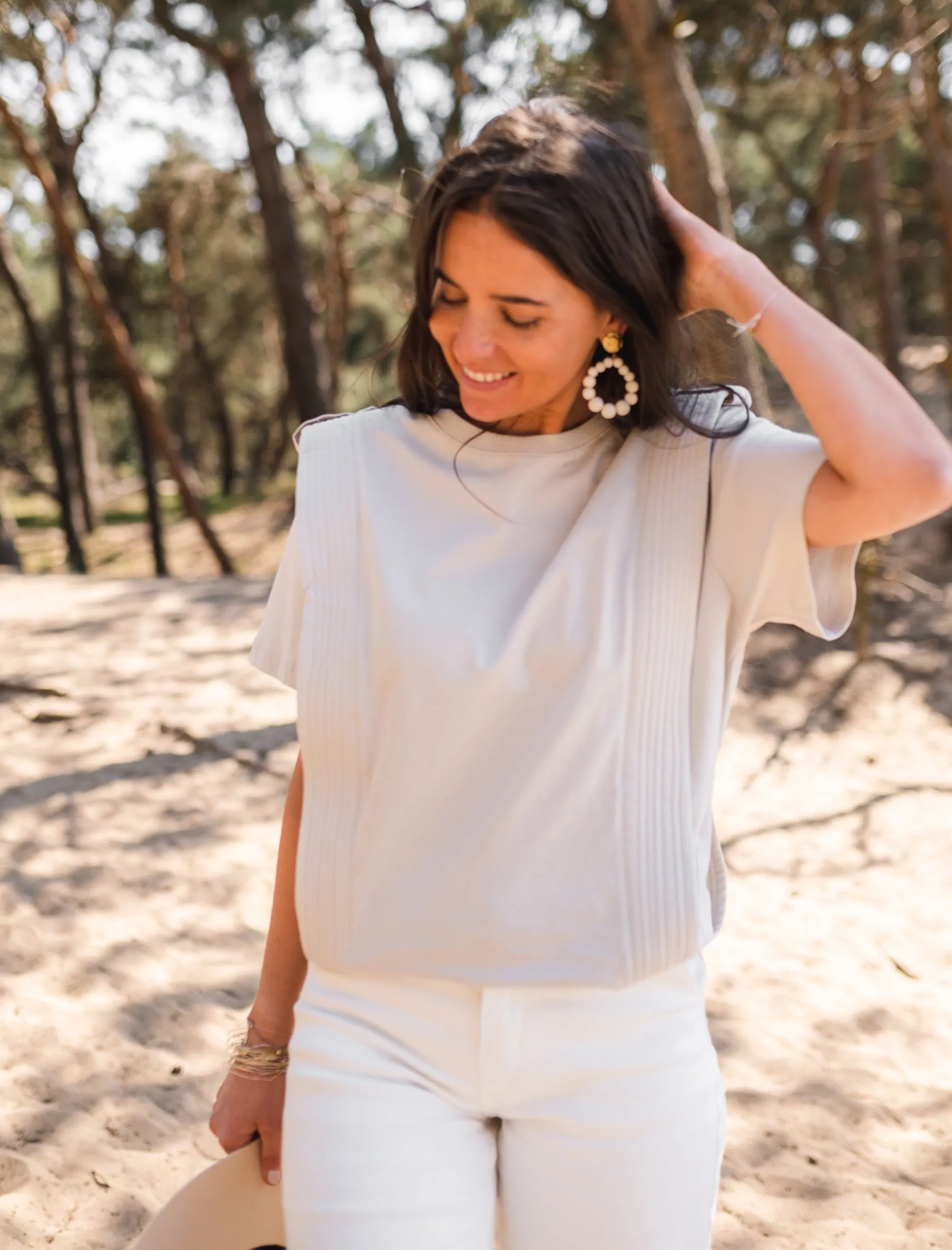 Tops & T-shirts-EASY-CLOTHES T-shirt Belen - beigeEasy Clothes Beige