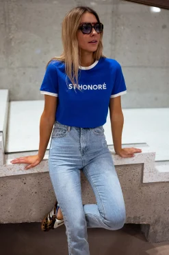 Tops & T-shirts-EASY-CLOTHES T-shirt Honoré - BleuEasy Clothes Bleu       