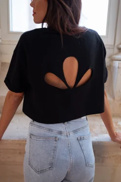 Tops & T-shirts-EASY-CLOTHES T-shirt Jady CREATION - noirEasy Clothes Noir