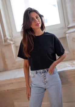 Tops & T-shirts-EASY-CLOTHES T-shirt Jady CREATION - noirEasy Clothes Noir