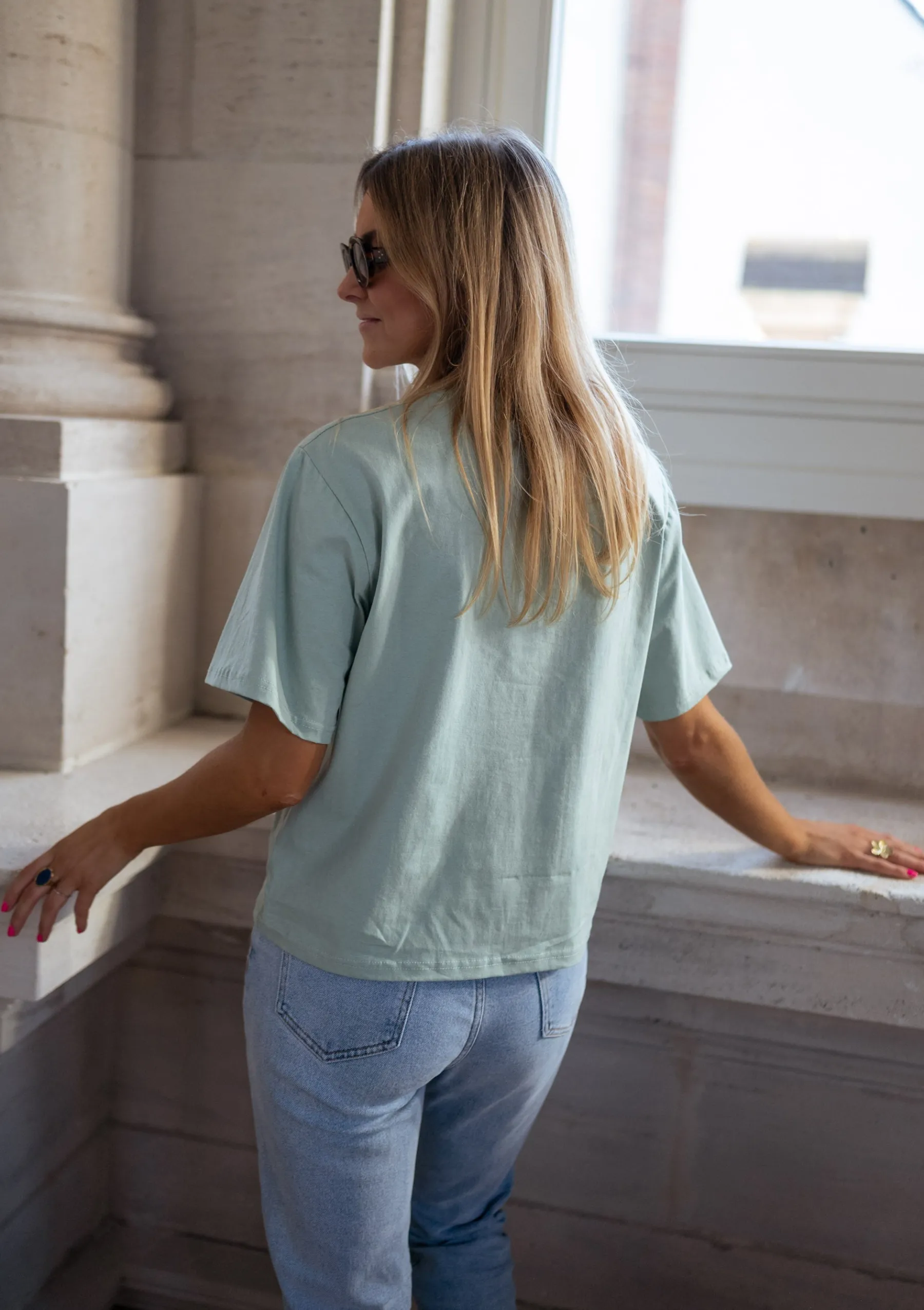 Tops & T-shirts-EASY-CLOTHES T-shirt Jane - vert d’eauEasy Clothes Vert d’eau