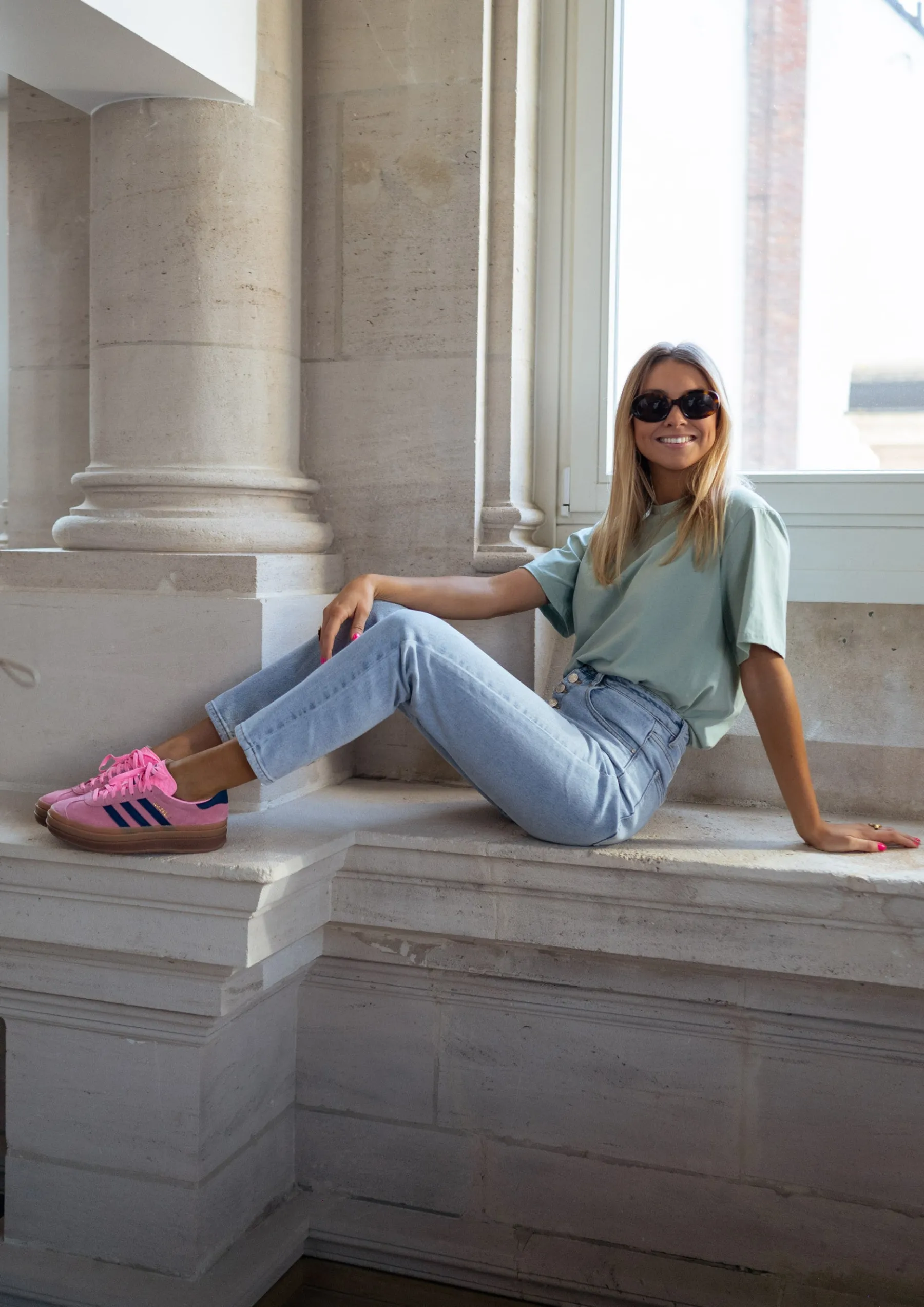 Tops & T-shirts-EASY-CLOTHES T-shirt Jane - vert d’eauEasy Clothes Vert d’eau