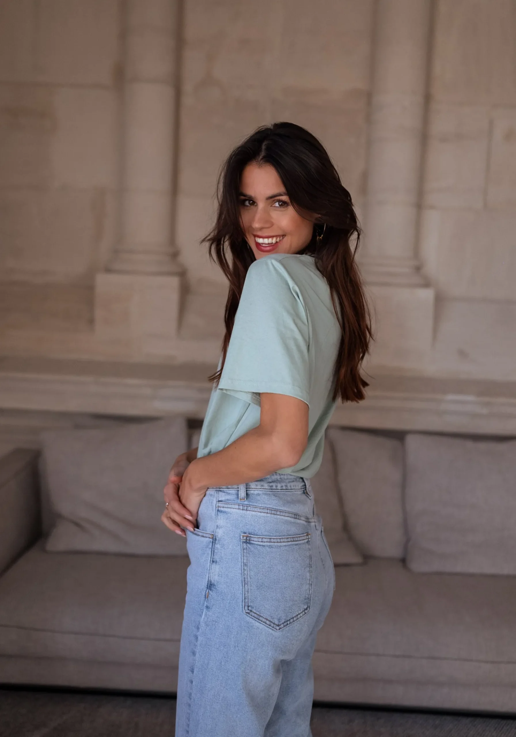 Tops & T-shirts-EASY-CLOTHES T-shirt Jane - vert d’eauEasy Clothes Vert d’eau