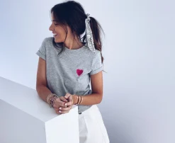 Tops & T-shirts-EASY-CLOTHES T-shirt Livy - à cœur grisEasy Clothes À cœur gris       