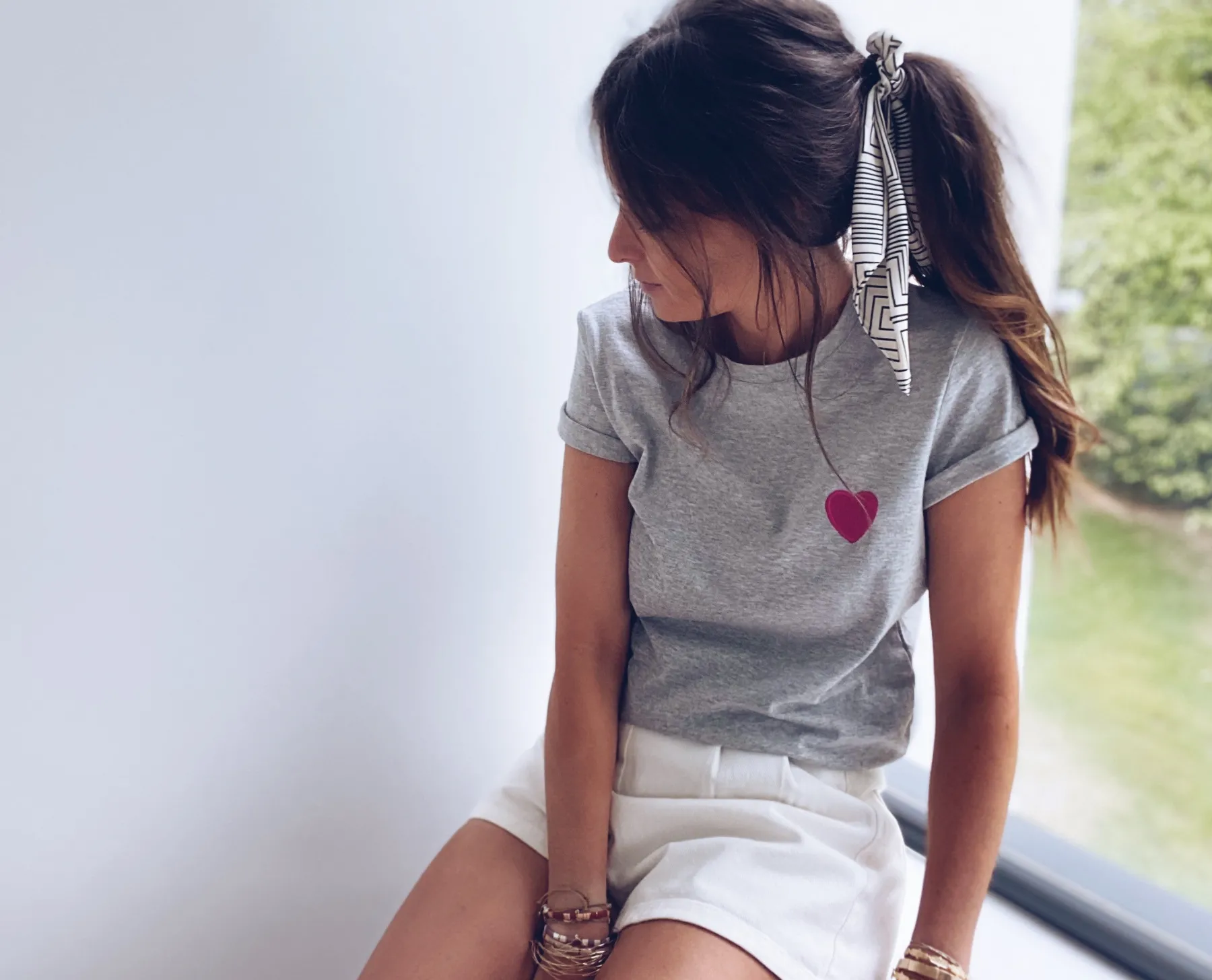 Tops & T-shirts-EASY-CLOTHES T-shirt Livy - à cœur grisEasy Clothes À cœur gris
