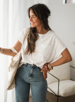 Tops & T-shirts-EASY-CLOTHES T-shirt Léone - blancEasy Clothes Blanc