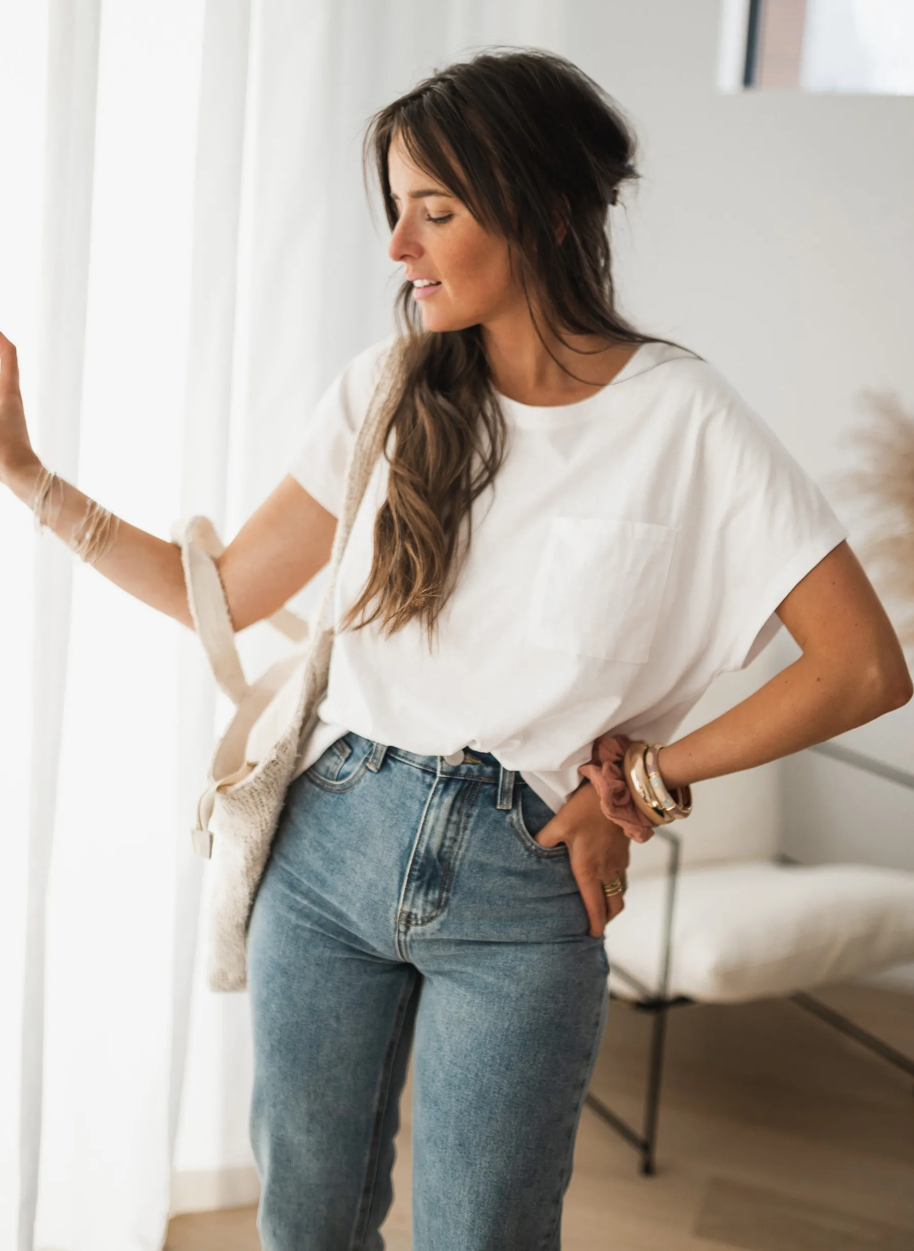 Tops & T-shirts-EASY-CLOTHES T-shirt Léone - blancEasy Clothes Blanc