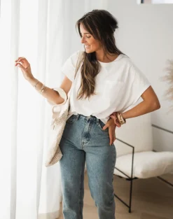 Tops & T-shirts-EASY-CLOTHES T-shirt Léone - blancEasy Clothes Blanc