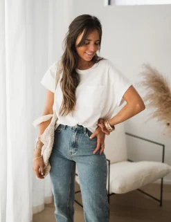 Tops & T-shirts-EASY-CLOTHES T-shirt Léone - blancEasy Clothes Blanc