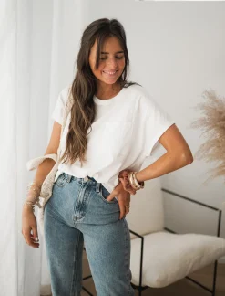 Tops & T-shirts-EASY-CLOTHES T-shirt Léone - blancEasy Clothes Blanc