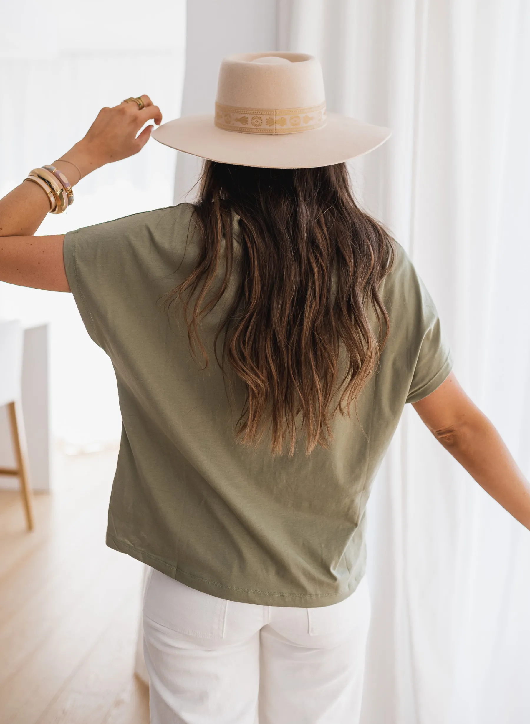 Tops & T-shirts-EASY-CLOTHES T-shirt Léone - kakiEasy Clothes Kaki