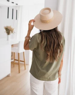 Tops & T-shirts-EASY-CLOTHES T-shirt Léone - kakiEasy Clothes Kaki