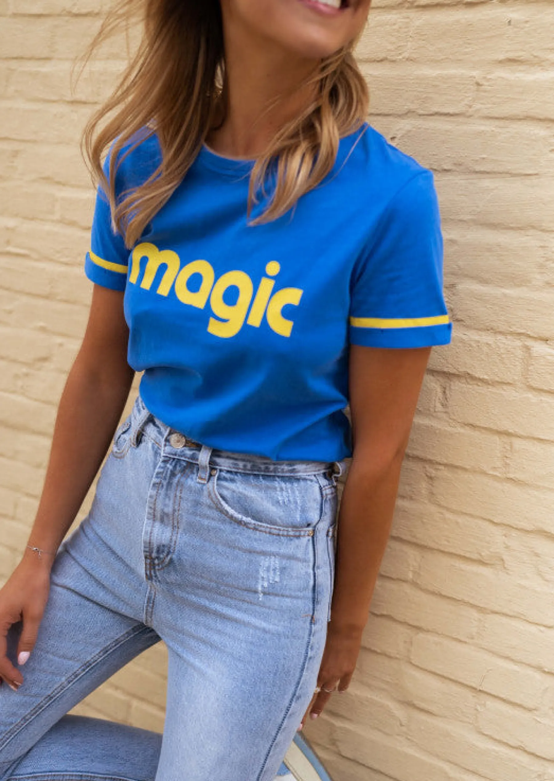 Tops & T-shirts-EASY-CLOTHES T-shirt Magic bleu | T-shirt à imprimés | Prêt-à-porter en ligne | Easy Clothes Bleu