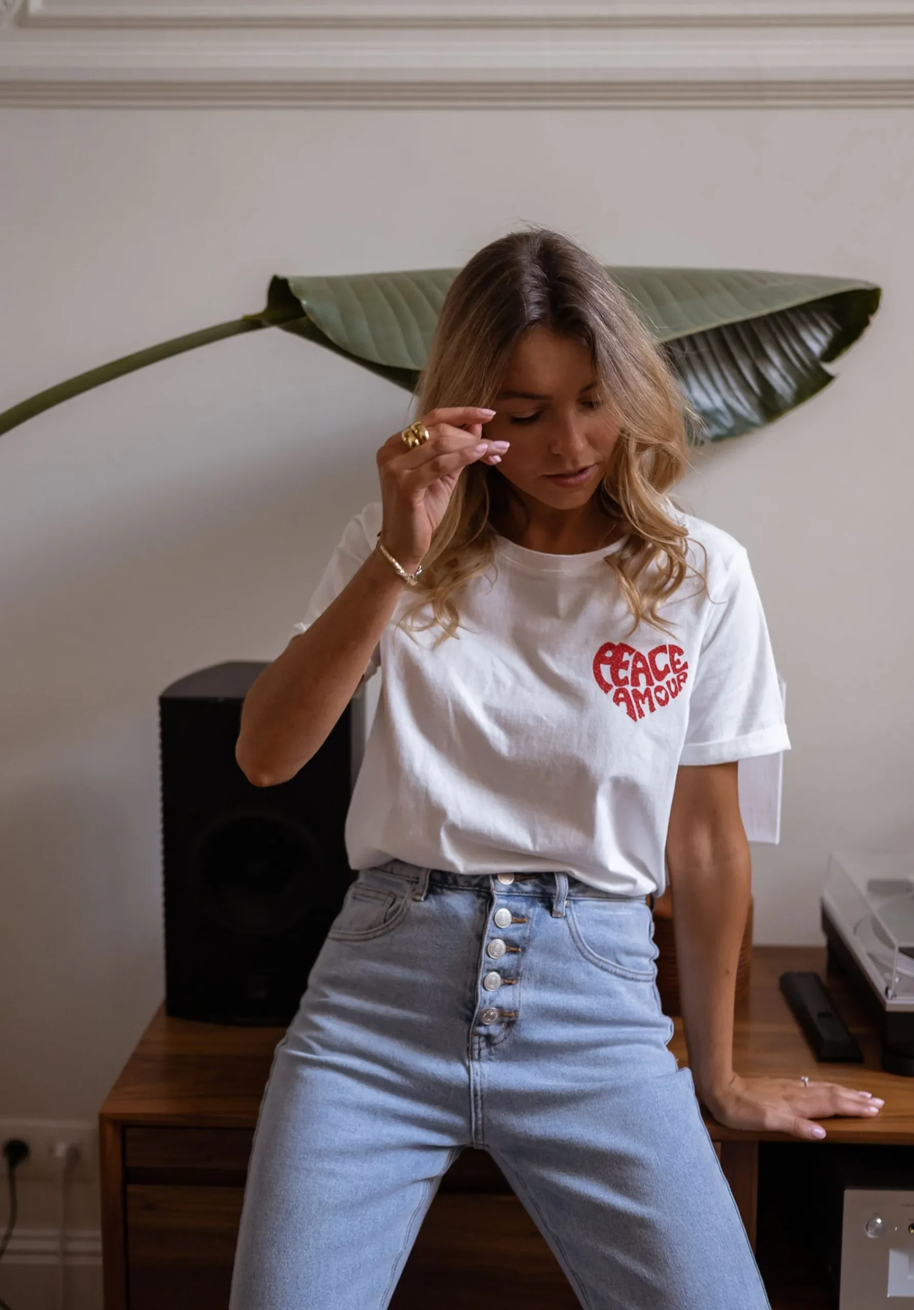 Tops & T-shirts-EASY-CLOTHES T-shirt Peace - blancEasy Clothes Blanc