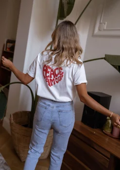 Tops & T-shirts-EASY-CLOTHES T-shirt Peace - blancEasy Clothes Blanc