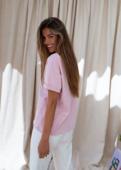 Tops & T-shirts-EASY-CLOTHES T-shirt Robby - roseEasy Clothes Rose       